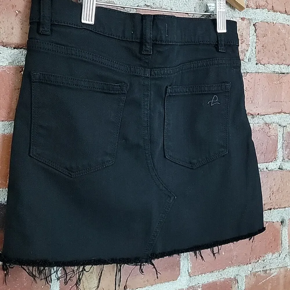 DL1961 Girls Denim‎ Jenny Mini Skirt in Black Jet Set Raw Hem 12